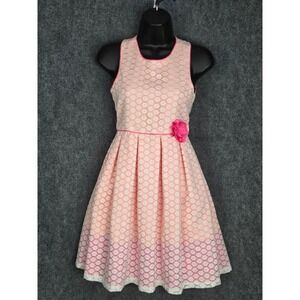 Jona Michelle Girls Pink Floral Lace Dress‎ Flower Accent Party Special Occasion